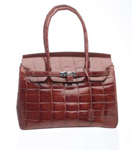 Ferrini Ladie's AB5553 Alligator Kelly Purse Hand Bag Pocket Book Cognac Luxury